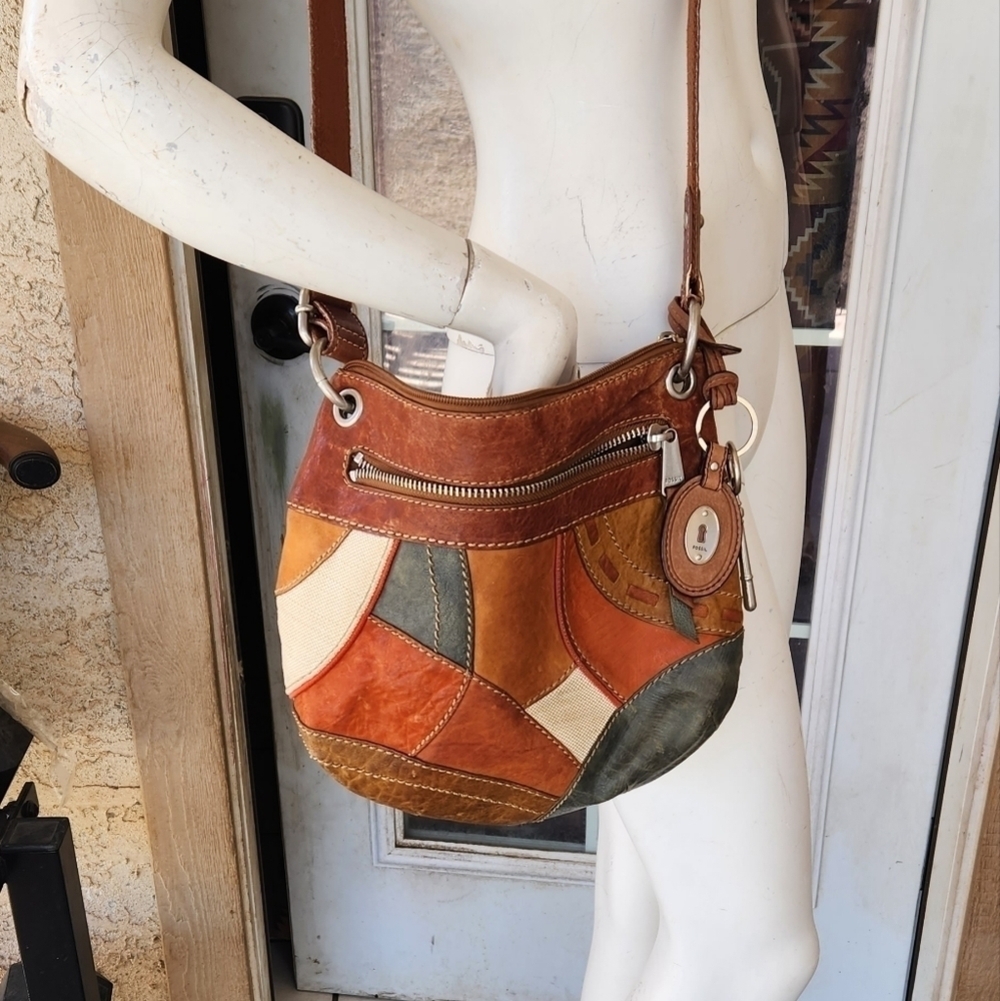 Cute Retro Patchwork Leather Crossbody Bag By Fos… - image 2